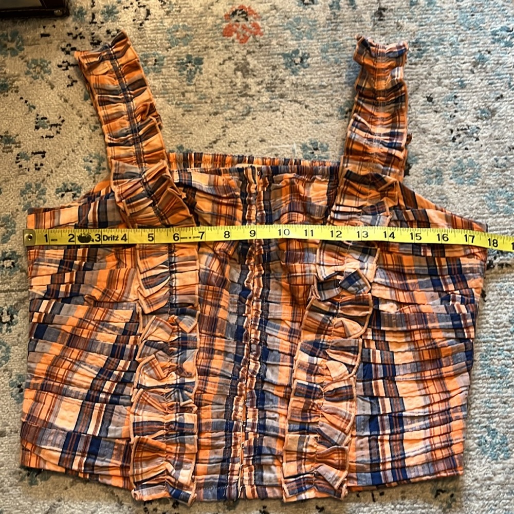 NWT Anthro Ruffled Plaid Corset Sleeveless Top Medium - Picture 10 of 16